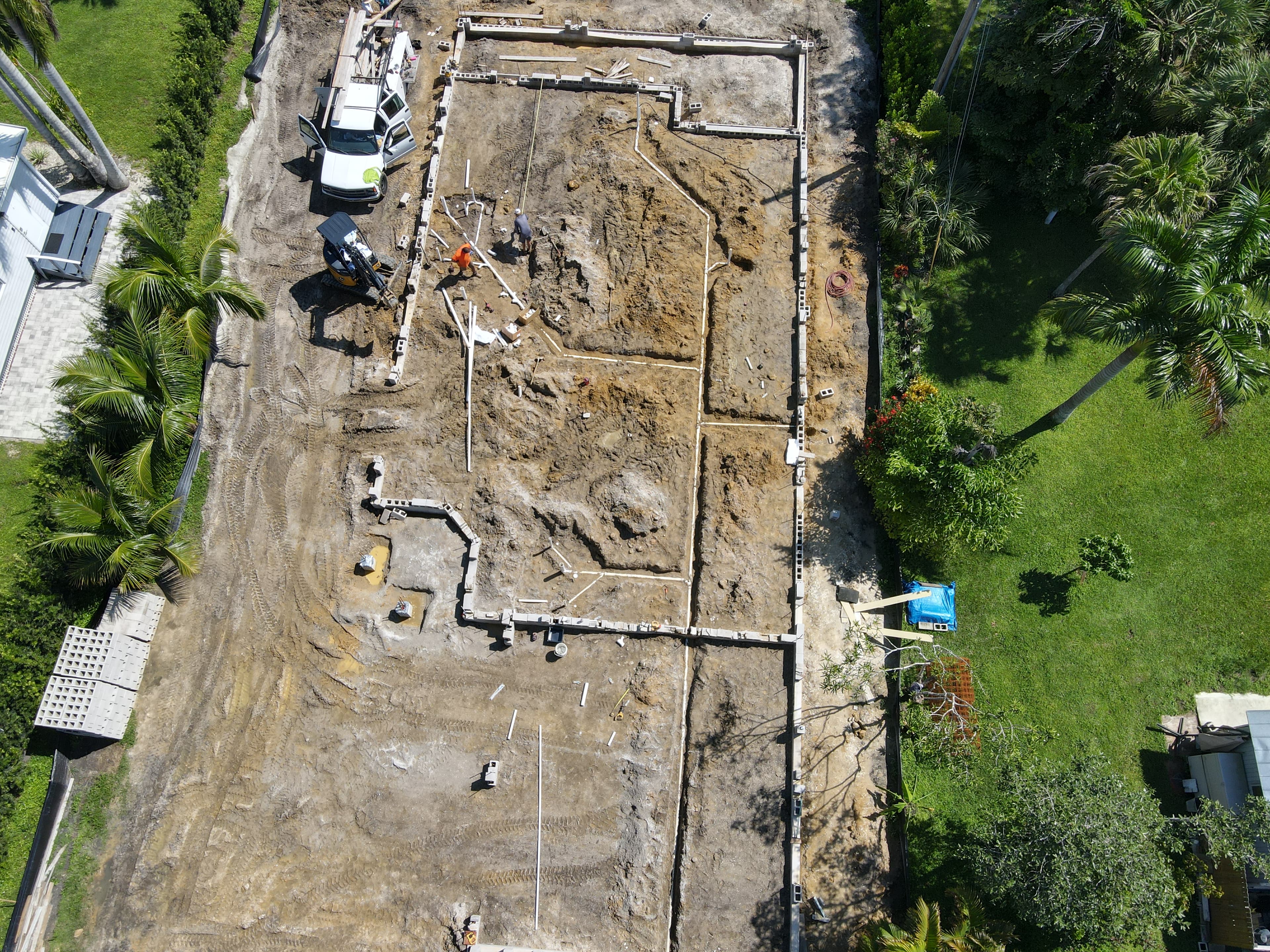Aerial view of underground plumbing layout