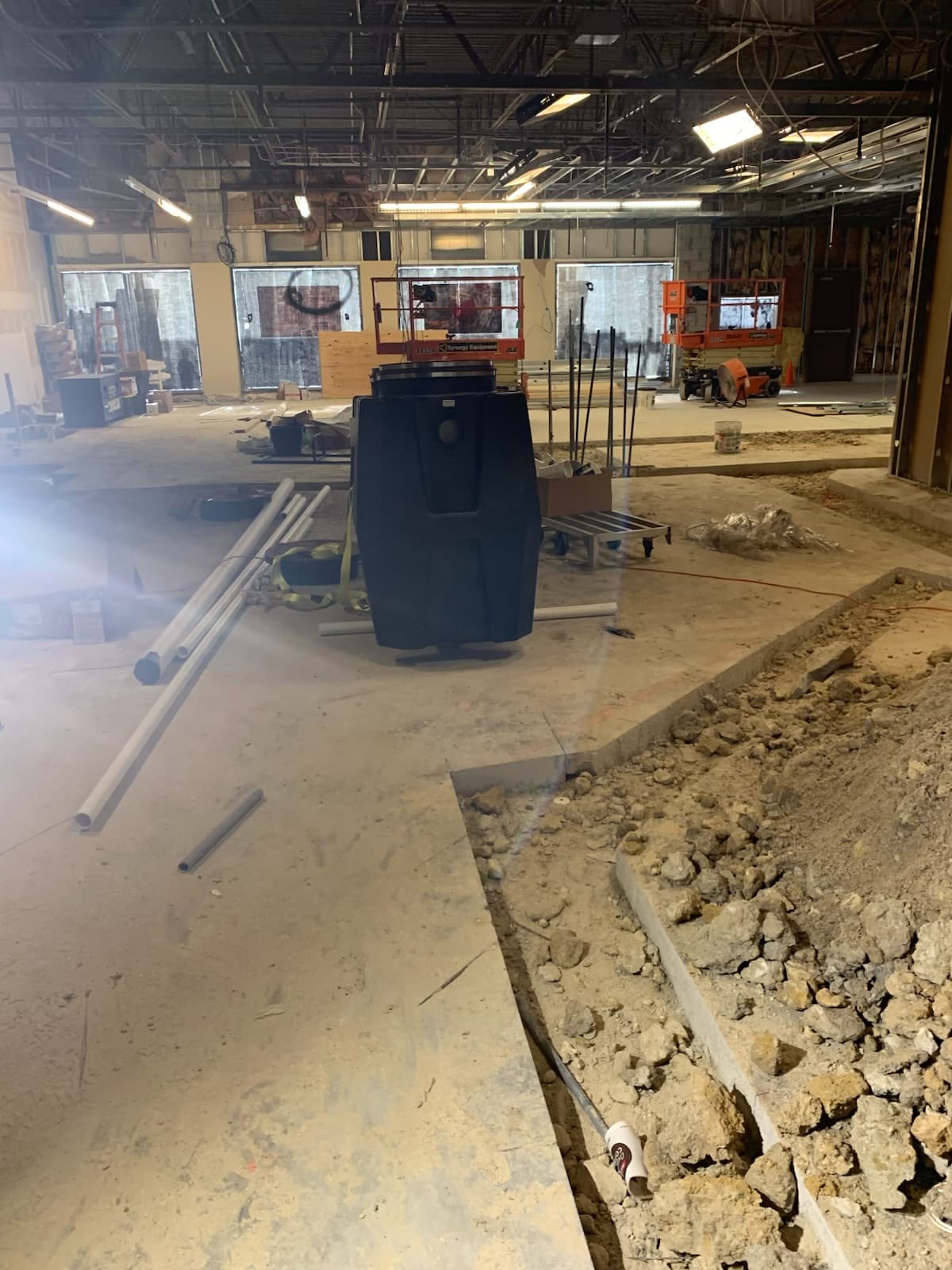 Commercial slab plumbing excavation