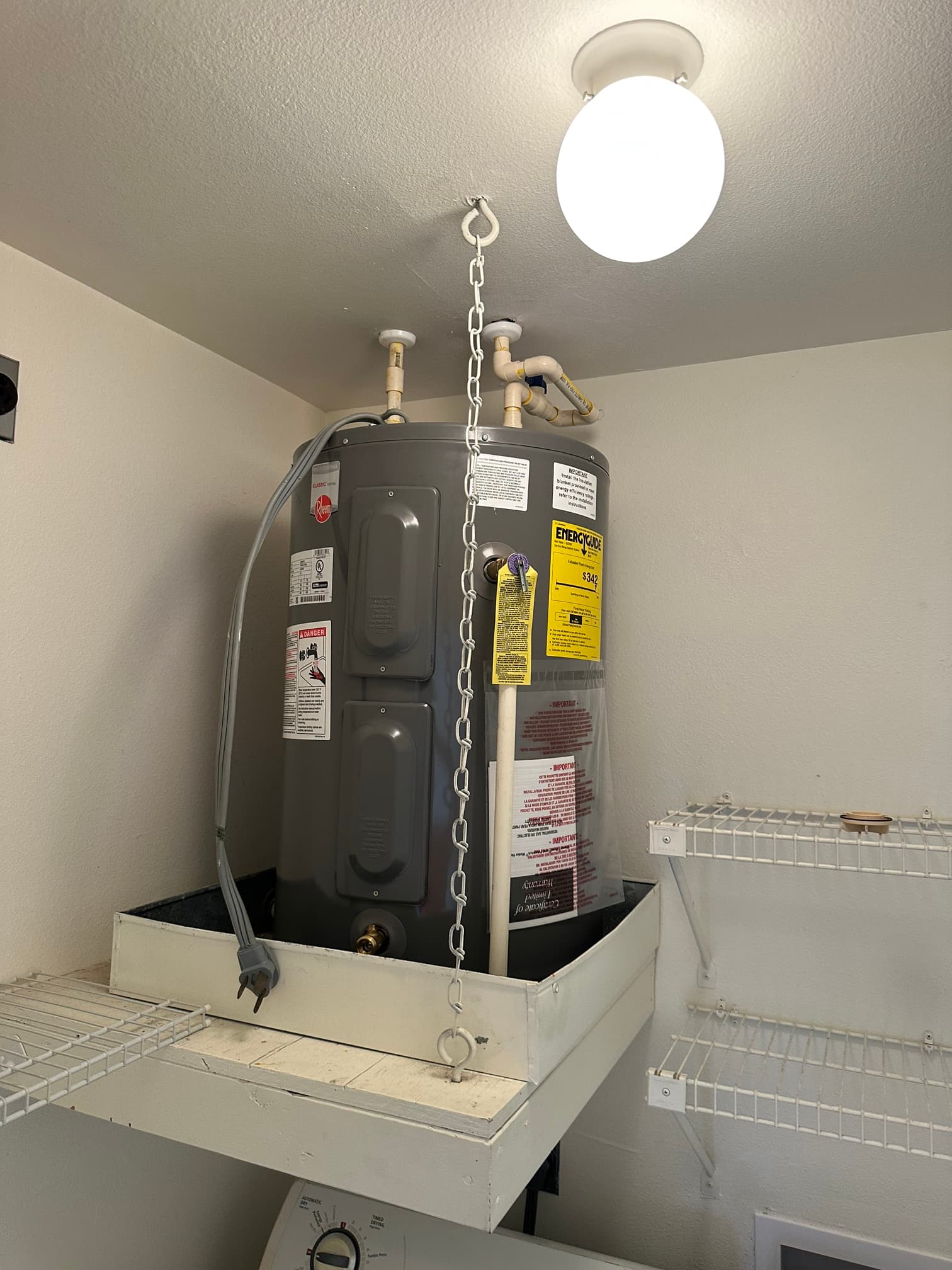 Electric water heater closet install
